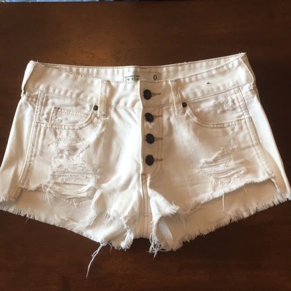 Abercrombie & Fitch Button Fly Cut Off Shorts sz 0 - Picture 1 of 7
